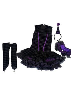 Spirit Halloween Dark Clown Costume Purple Black Diamond Dress Cosplay Womens S